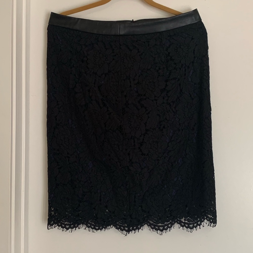 Lace and leather skirt